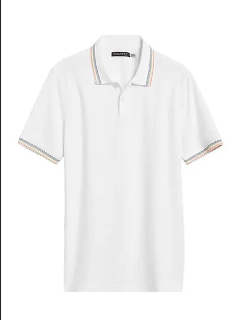 NWT Banana Republic White Preppy Golf short sleeve Polo with Rainbow Trim XL